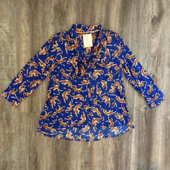 Anthropologie Tops - Anthropologie Blue Cheetah Blouse
